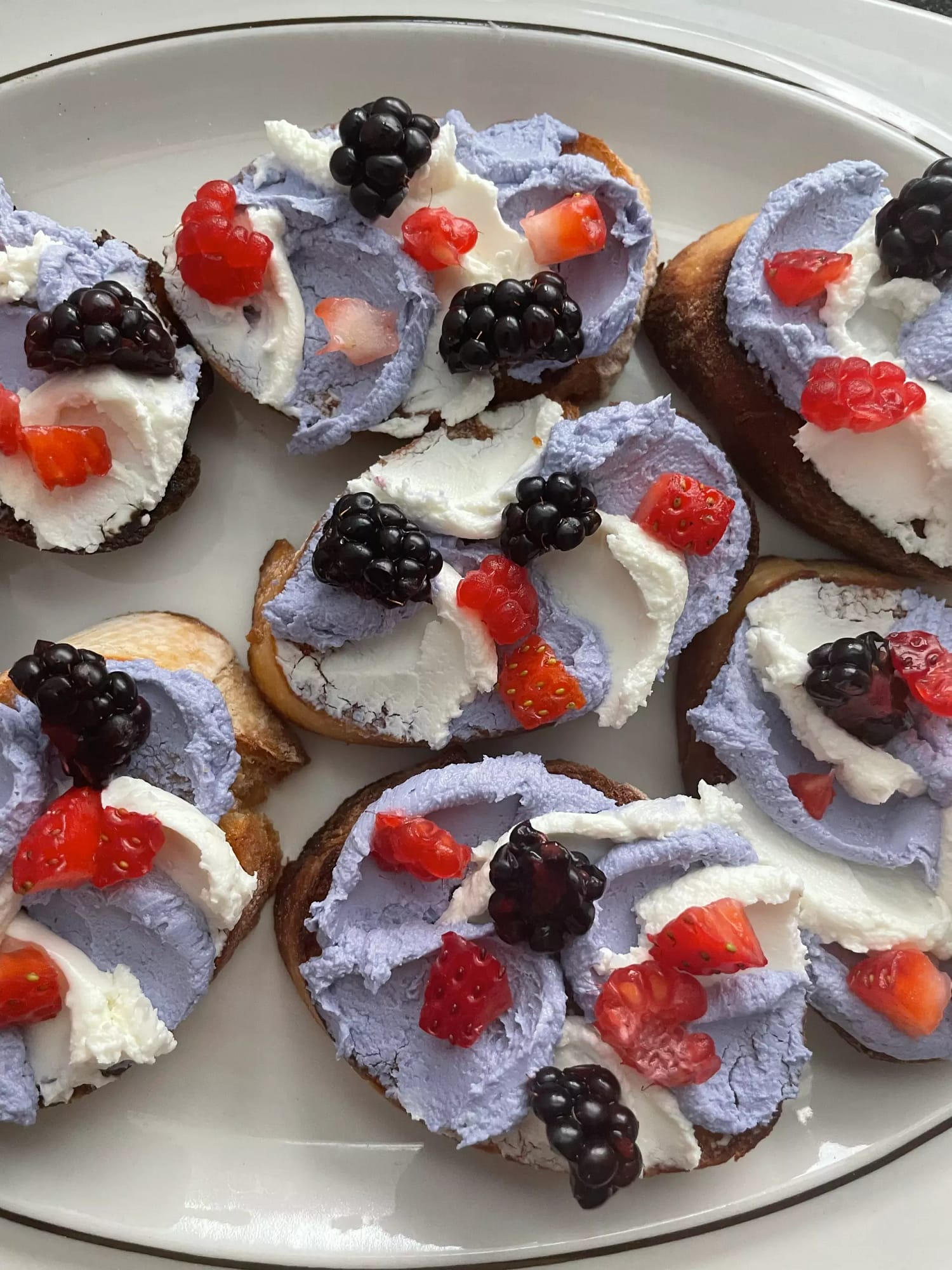 Red, White, and Blue Crostini