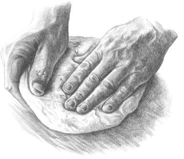 Small Batch Baked Illustration - Hand Kneading Dough