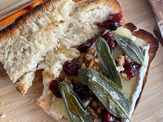 Fried Sage and Brie Baguette Sandwich