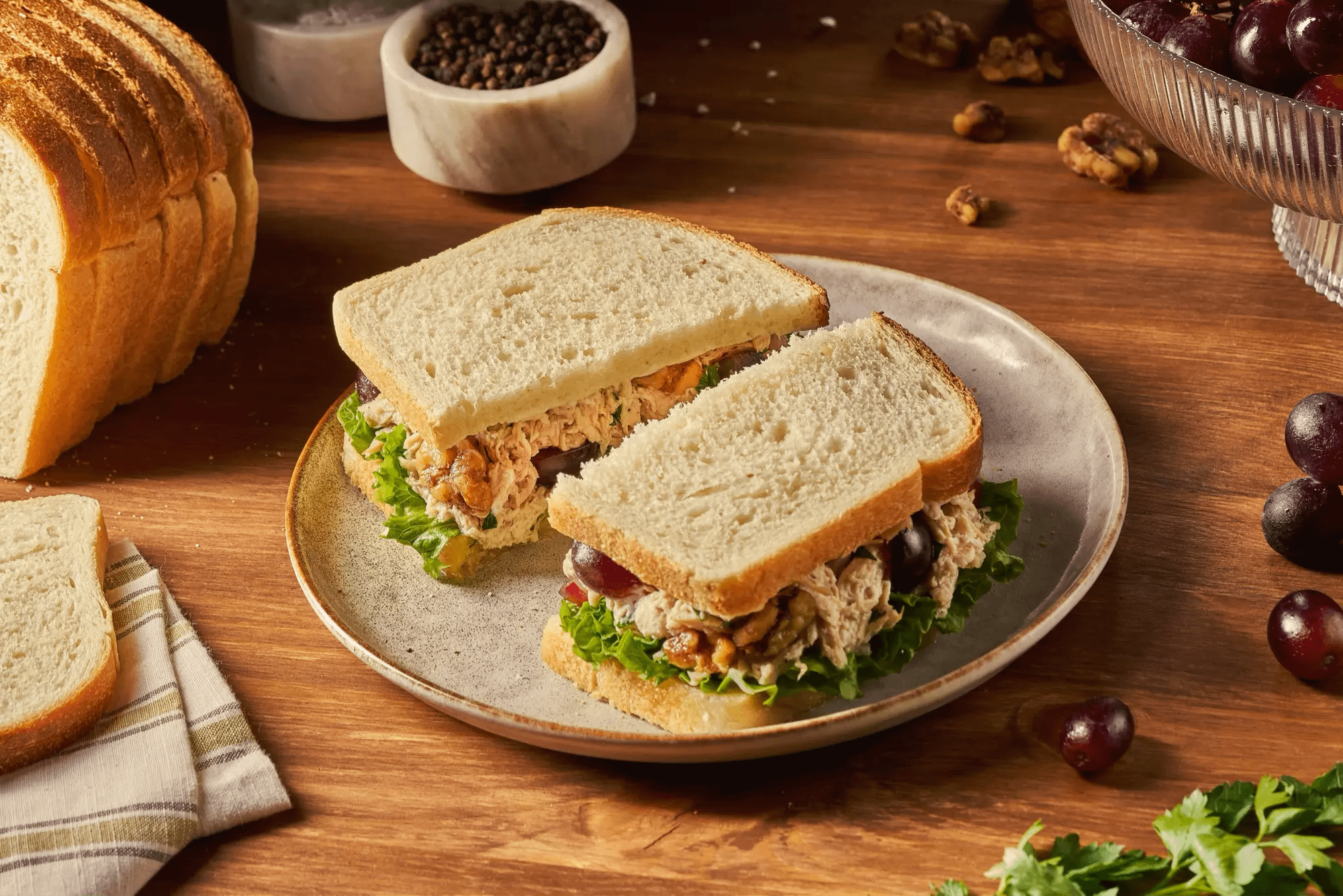 White sandwich bread sandwich on a plate